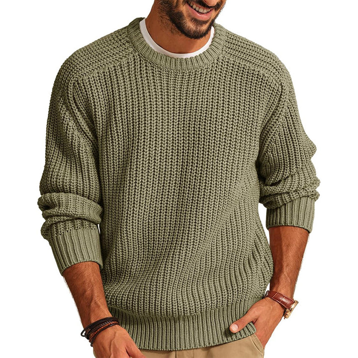 Herren Grobstrick Pullover mit Rundhalsausschnitt und lässigem Schnitt Aliams