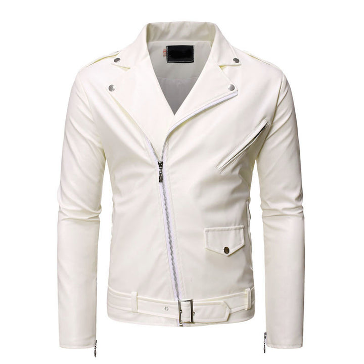 Herren stylische Bikerjacke aus hochwertigem Kunstleder Aliams