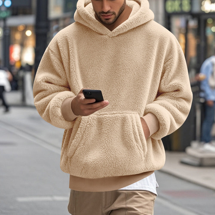 Herren übergroßer Fleece-Hoodie mit Kängurutasche und gemütlichem Schnitt Aliams