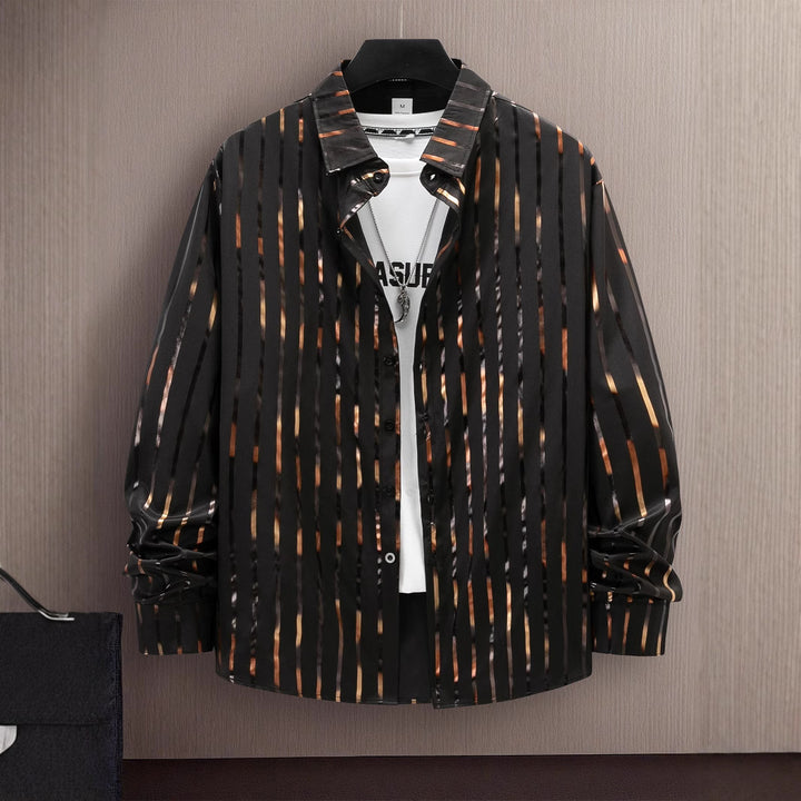 Herren Stilvolles Slim-Fit Gestreiftes Button-Up Hemd Aliams