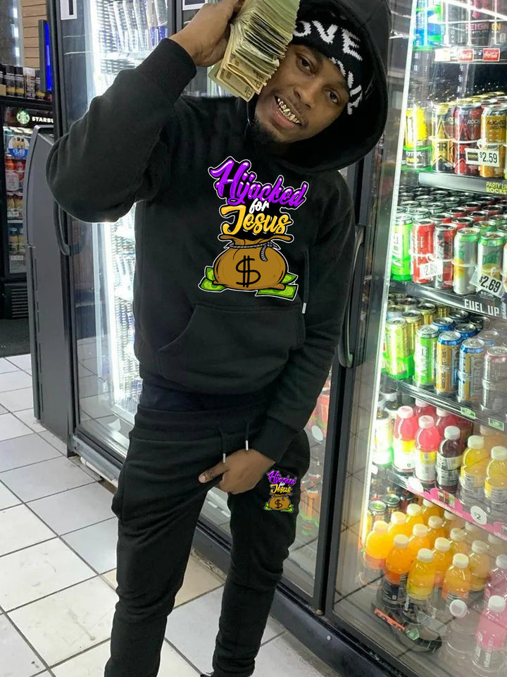 Herren Hoodie und Jogginghose Set mit kreativem Design und praktischen Taschen Aliams