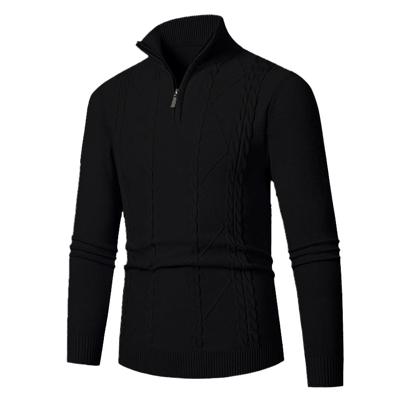 Herren Strickpullover mit Halb-Zip und strukturiertem Muster Aliams