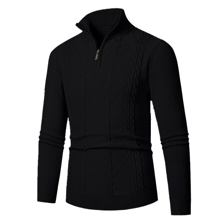 Herren Strickpullover mit Halb-Zip und strukturiertem Muster Aliams