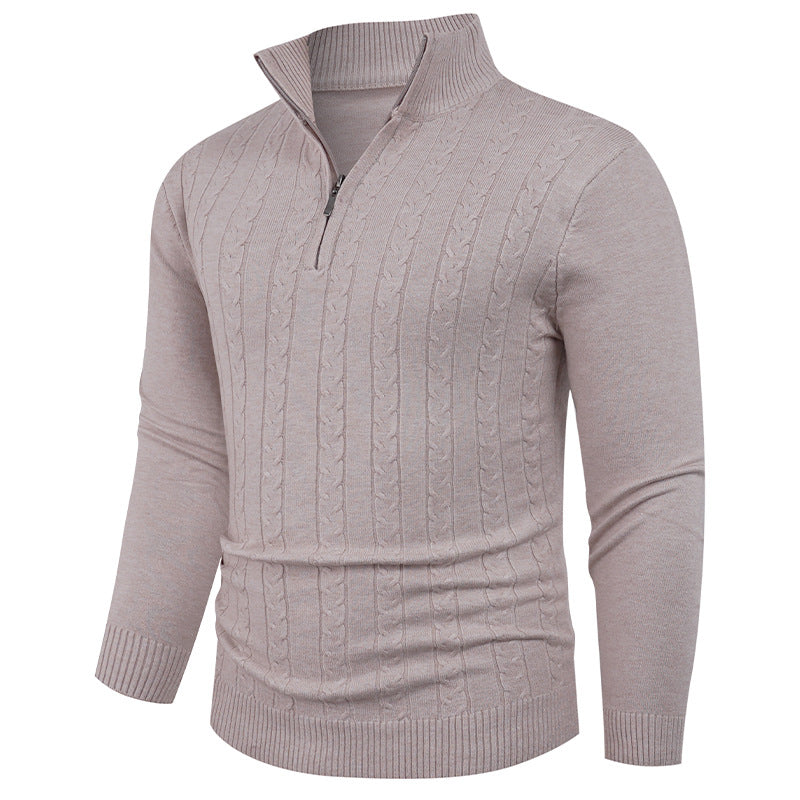 Herren Strukturierter Pullover mit ZIP-Kragen Aliams