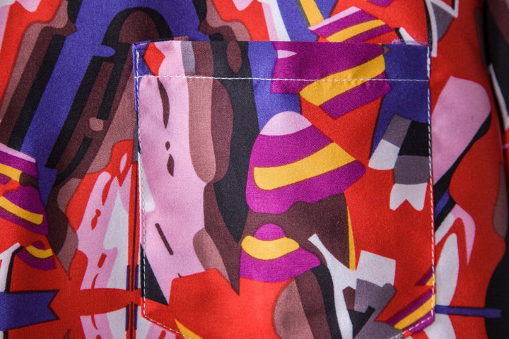 Herren Kurzarmhemd mit auffälligem geometrischen Design und praktischer Brusttasche Aliams