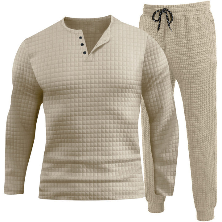 Herren Dreiteiliges Set mit strukturiertem Langarmshirt und Jogginghose Aliams