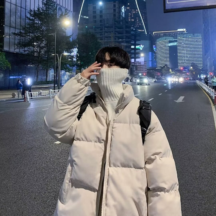 Herren gesteppte Winterjacke mit hohem Kragen und praktischen Taschen Aliams