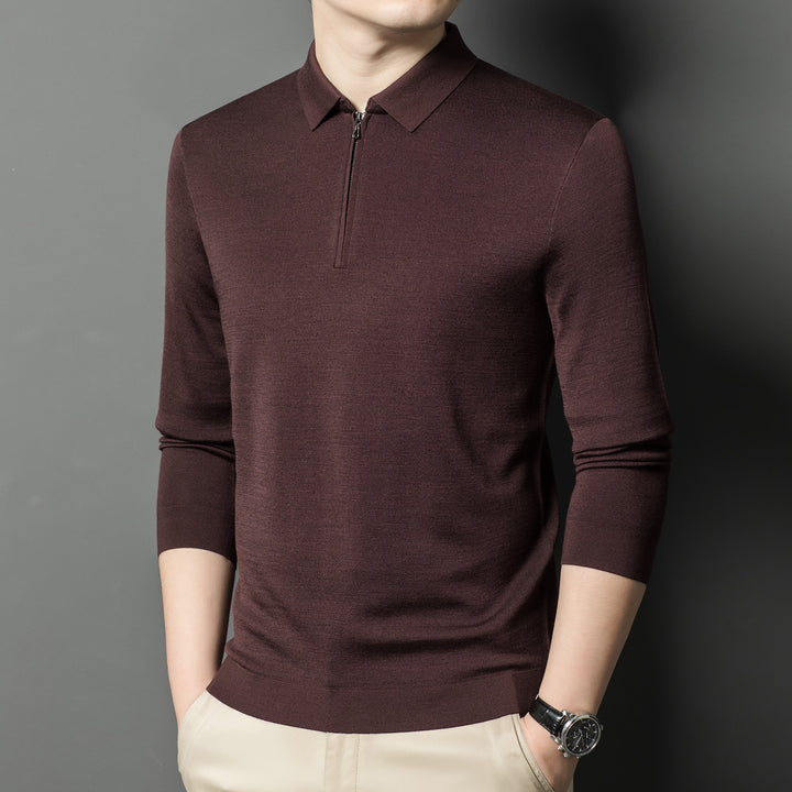 Herren hochwertiges Poloshirt mit kurzem Reißverschluss und feinem Strick Aliams