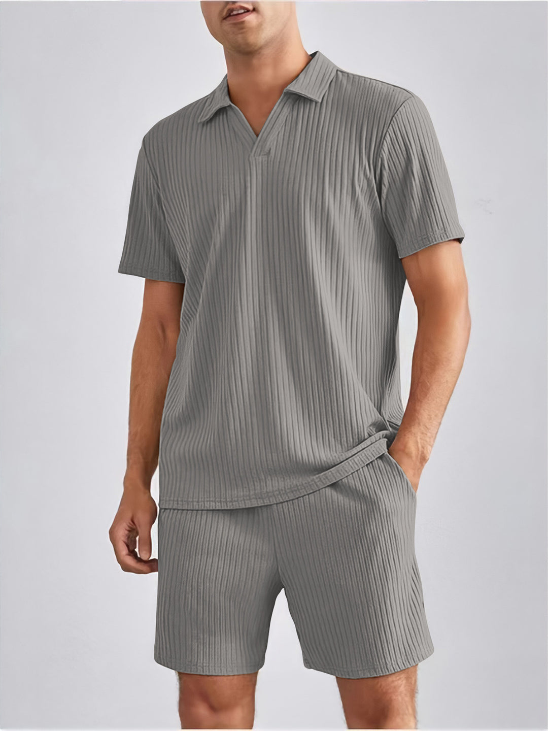 Herren Freizeit-Set mit strukturiertem Oberteil und Shorts Aliams