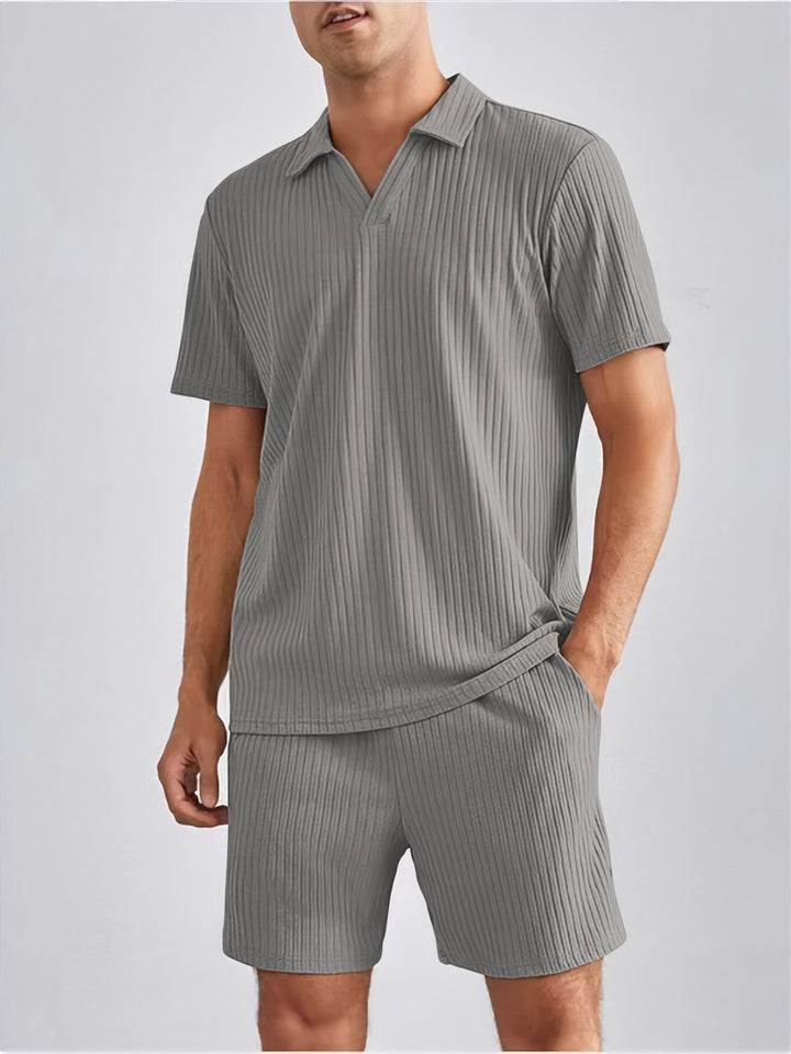 Herren Freizeit-Set mit strukturiertem Oberteil und Shorts Aliams