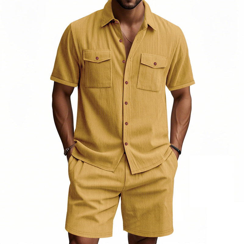 Herren Kurzarm Hemd und Shorts Set Aliams