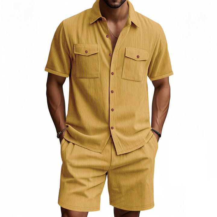 Herren Kurzarm Hemd und Shorts Set Aliams