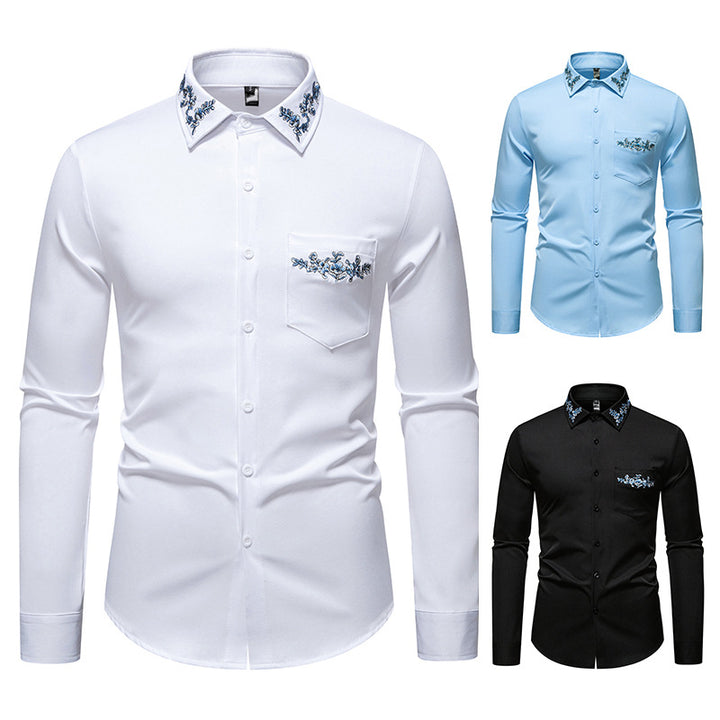 Herren Elegantes Hemd mit floralem Design und dezentem Stehkragen Aliams