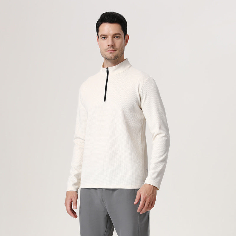 Herren Langarm Funktionsshirt mit kurzer Reißverschlussöffnung Aliams