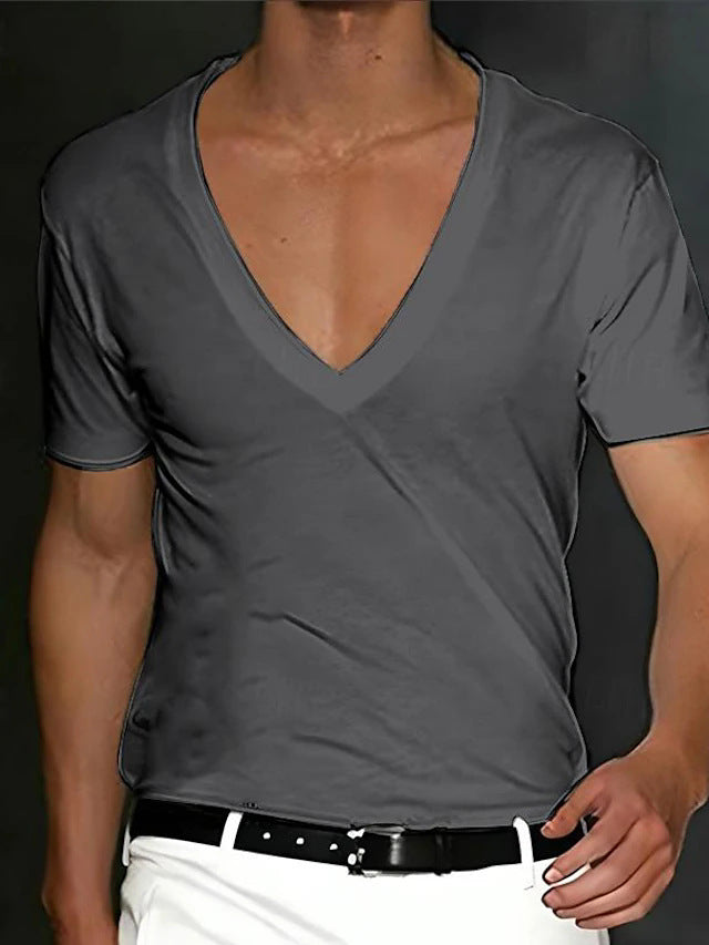 Herren V-Ausschnitt T-Shirt mit figurschmeichelndem Schnitt und hochwertigen Stoffen Aliams