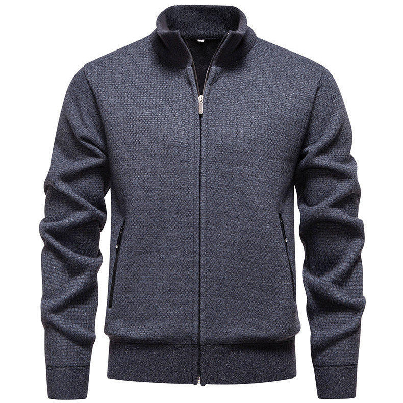 Herren Strickjacke mit modernem Zipper und seitlichen Reißverschlusstaschen Aliams