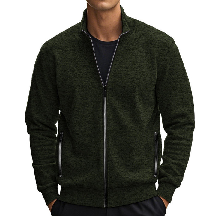 Herren Sportliche Fleecejacke mit Reißverschluss und Kontrastdetails Aliams