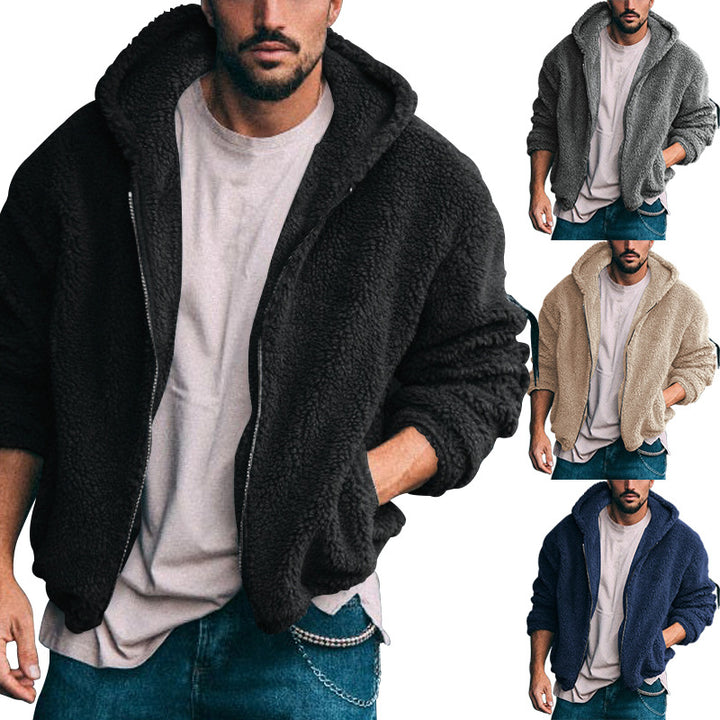 Herren Komfortable Fleecejacke mit Kapuze und weichem Innenfutter Aliams