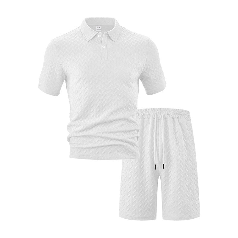 Herren elegantes Sport-Set mit strukturierter Oberfläche und bequemem Kurzarm-Polo Aliams