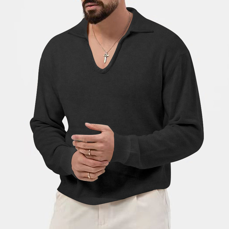 Herren eleganter Pullover mit V-Ausschnitt und strukturiertem Design Aliams