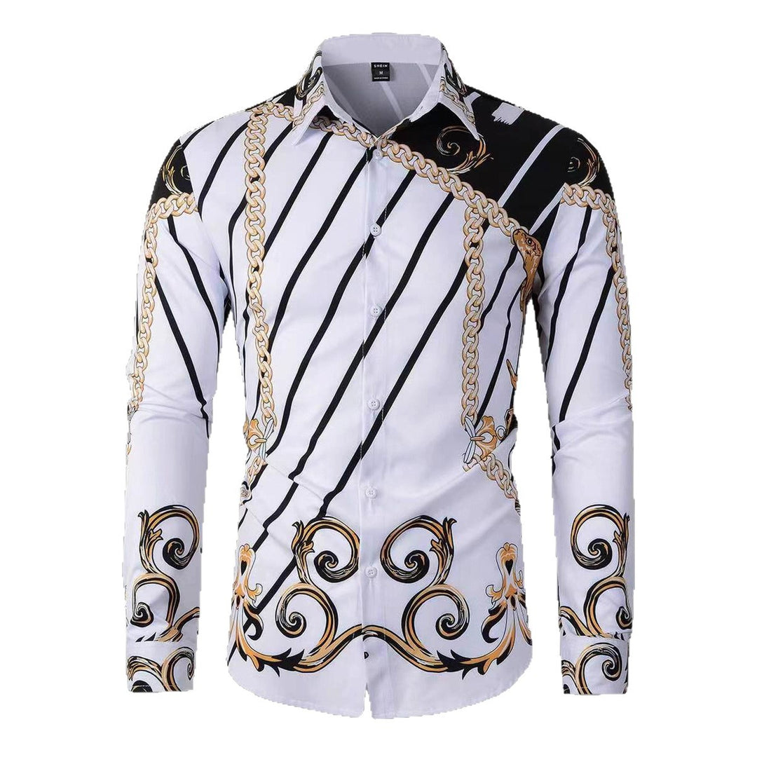 Herren Elegantes Langarmhemd mit auffälligem Druckdesign Aliams