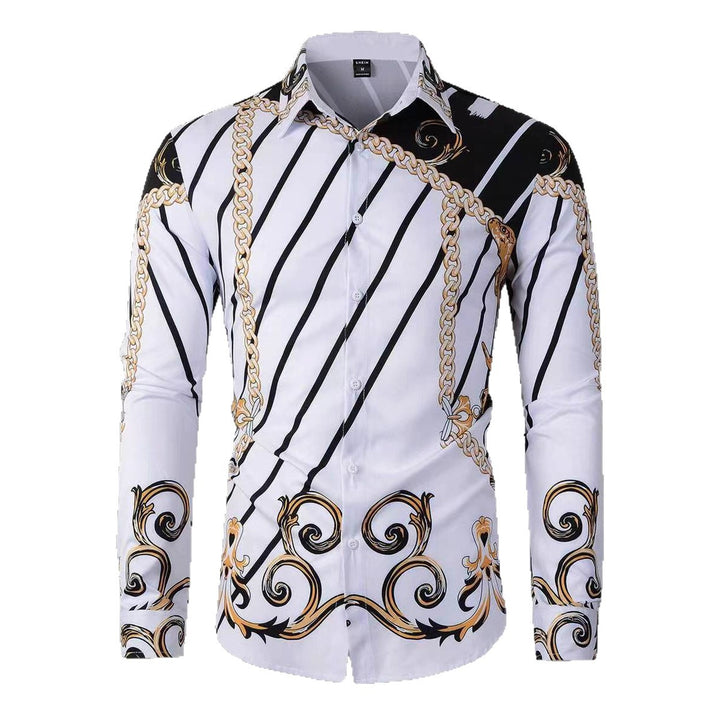 Herren Elegantes Langarmhemd mit auffälligem Druckdesign Aliams