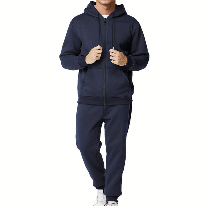 Herren sportliches Hoodie- und Jogginganzug-Set mit Reißverschluss und elastischem Bund Aliams