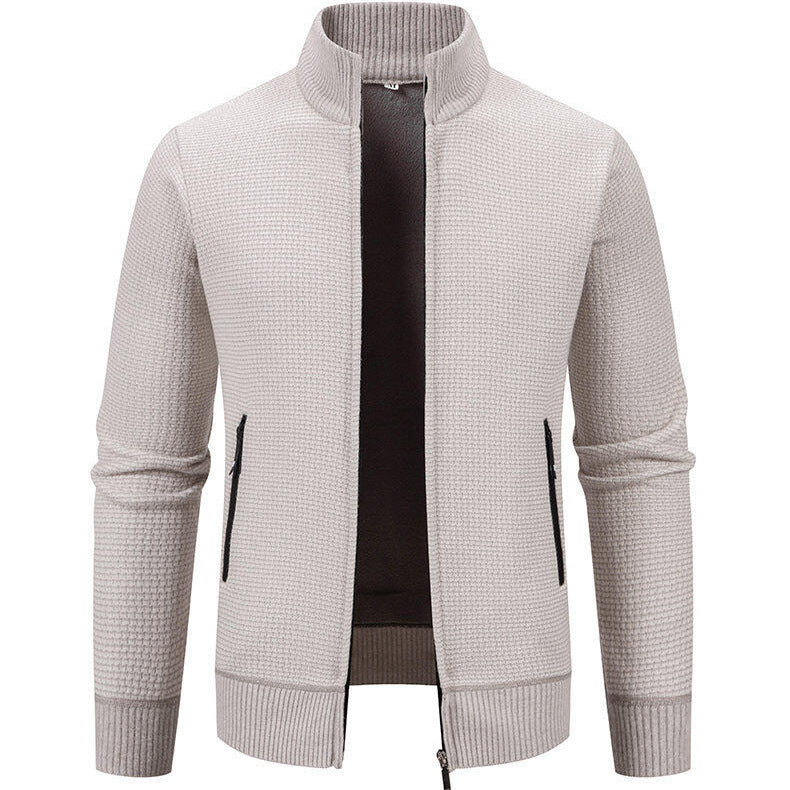 Herren Strickjacke mit modernem Zipper und seitlichen Reißverschlusstaschen Aliams