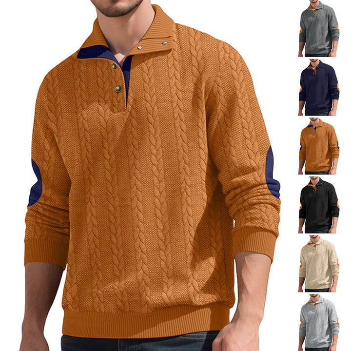 Herren hochwertiger Strickpullover mit modernen Kontrastdetails Aliams