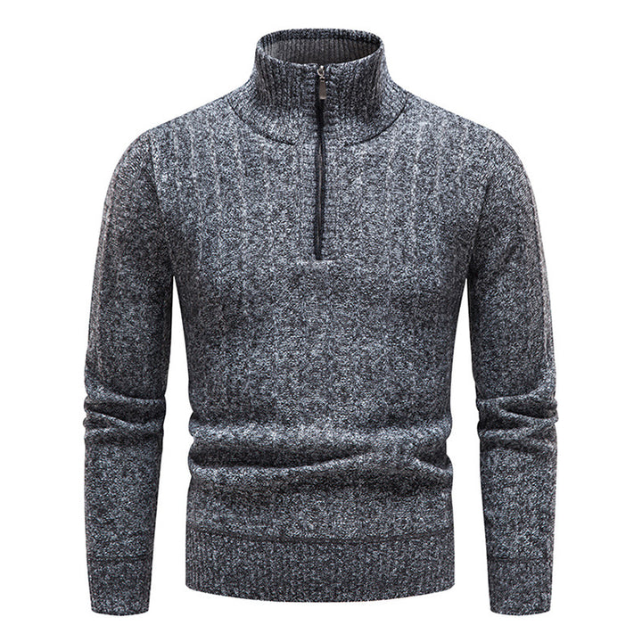 Herren eleganter Strickpullover mit kurzem Reißverschluss und strukturierter Oberfläche Aliams