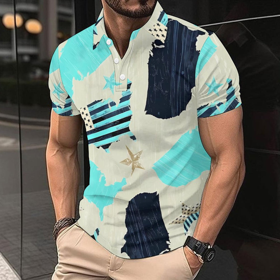 Herren Kurzarm-Hemd mit einzigartigem Länder-Design Aliams
