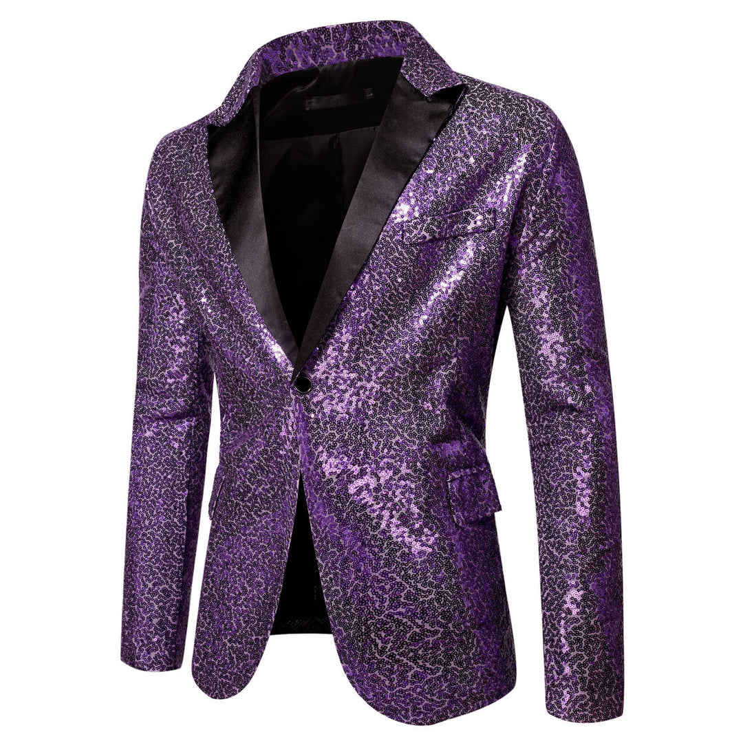 Herren extravagante Glitzer-Smokingjacke mit schwarzem Satinrevers Aliams