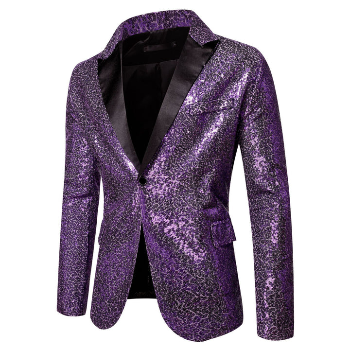 Herren extravagante Glitzer-Smokingjacke mit schwarzem Satinrevers Aliams