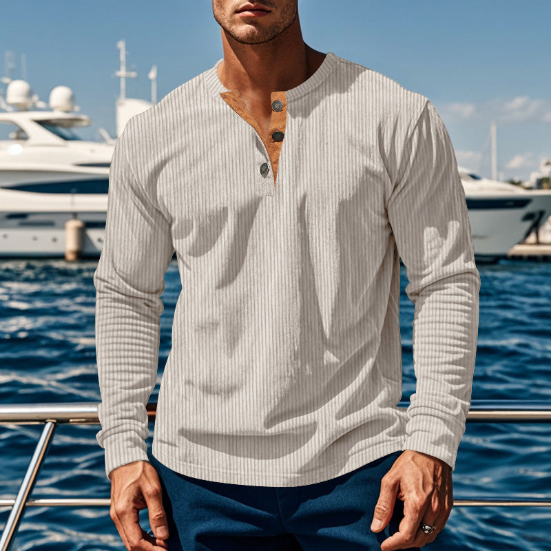 Herren Schnurloses Langarmshirt mit Knopfleiste Aliams