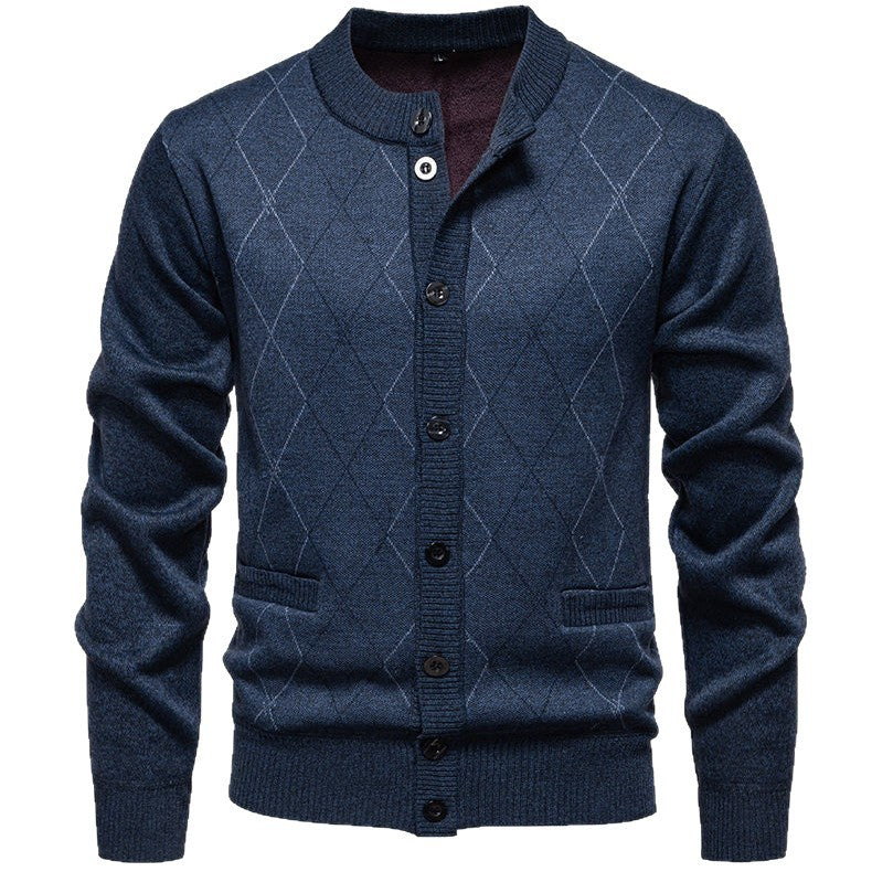 Herren stylische Strickjacke mit diamantförmigem Muster Aliams