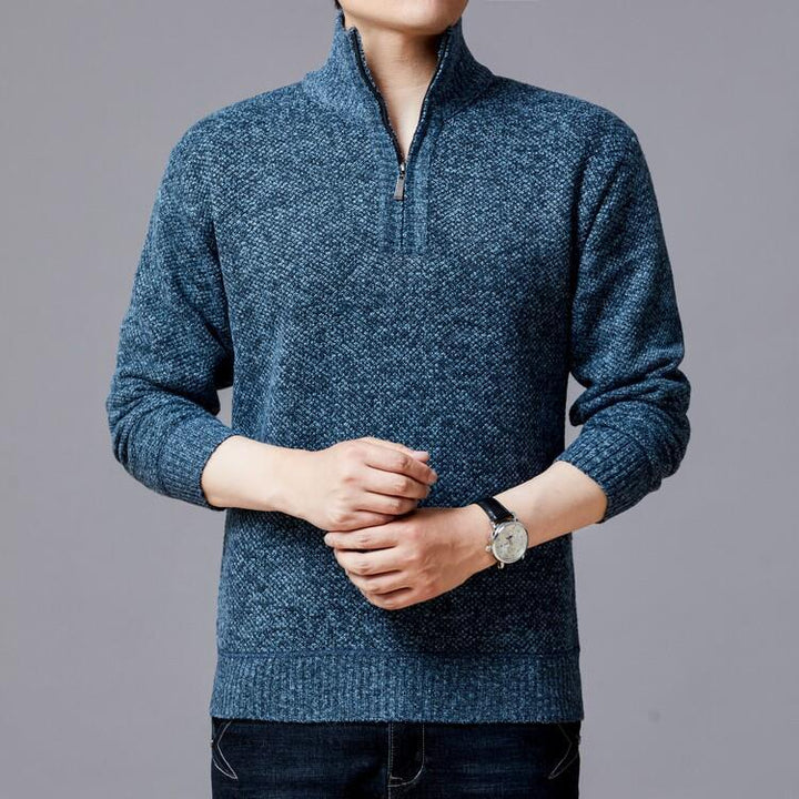 Herren Strickpullover mit modernem Stehkragen und strukturierter Oberfläche Aliams