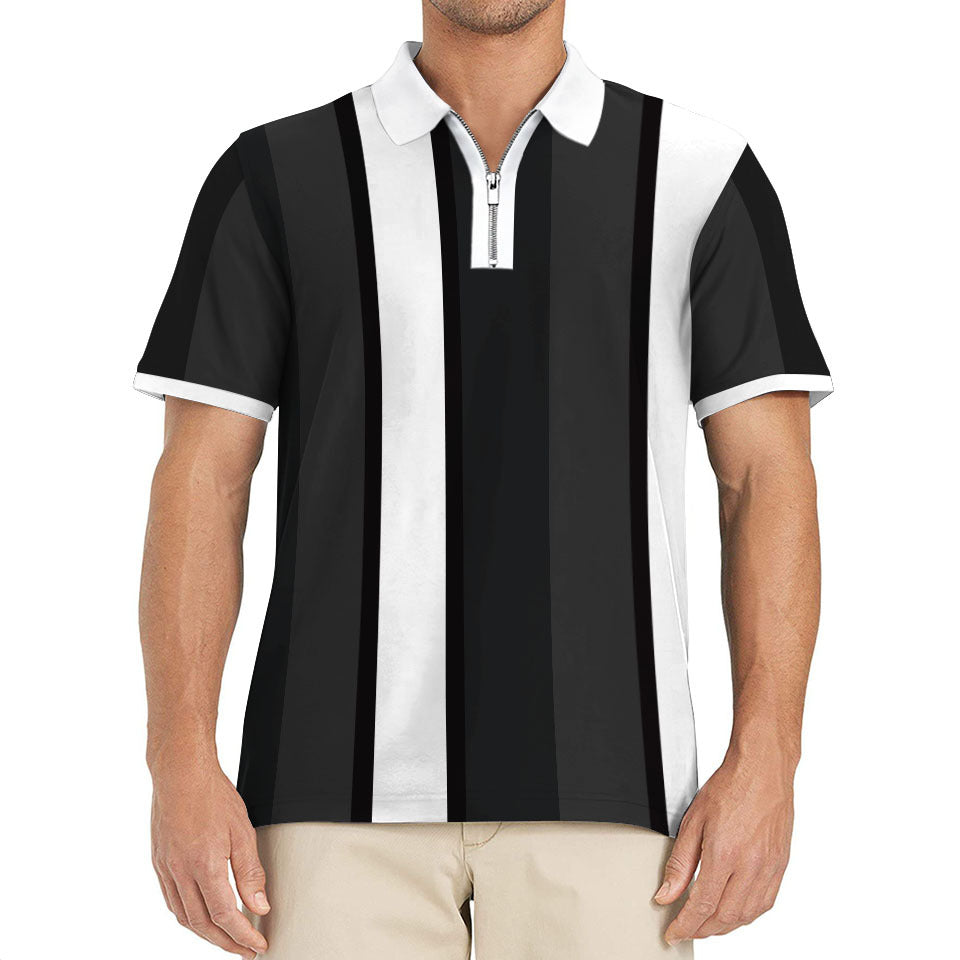 Herren Poloshirt mit praktischem Reißverschluss und modernem Streifendesign Aliams