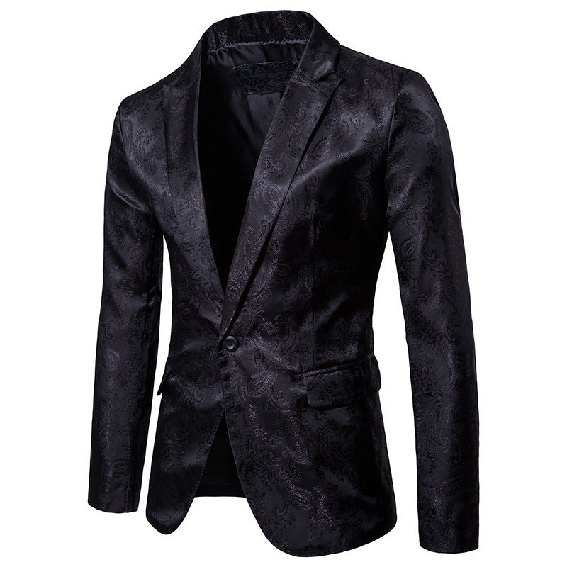 Herren eleganter Jacquard Blazer mit floralem Muster und schimmerndem Finish Aliams