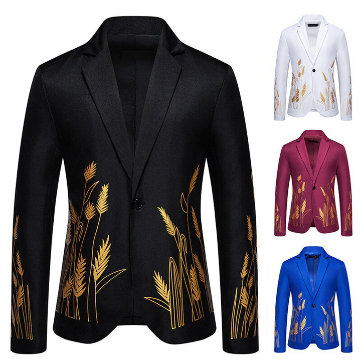 Herren eleganter Blazer mit floralen Stickereien Aliams