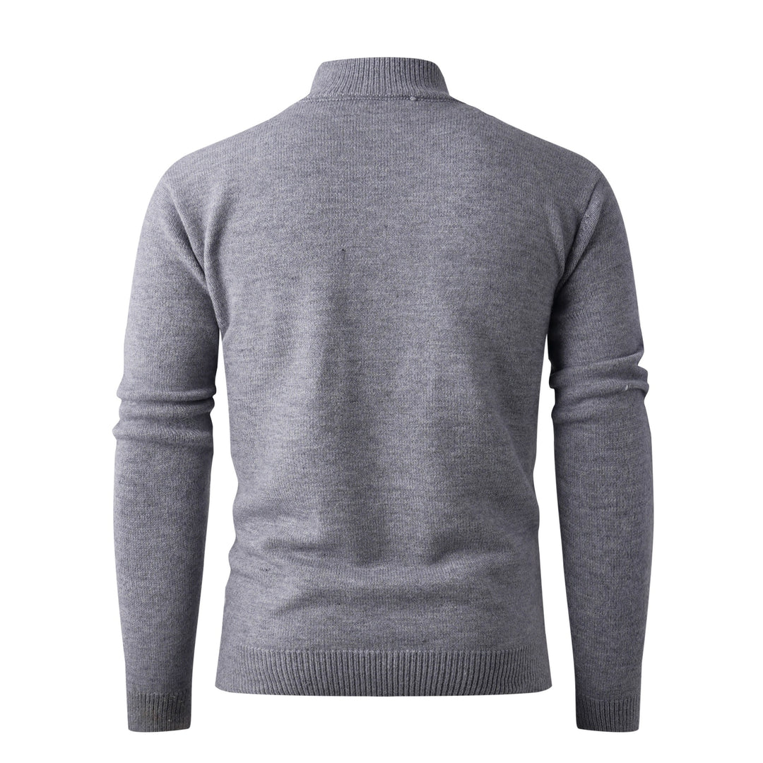 Herren Eleganter Strickpullover mit hohem Kragen und Reißverschluss Aliams