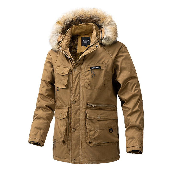 Herren isolierte Winterjacke mit abnehmbarer Kapuze und vielen Taschen Aliams
