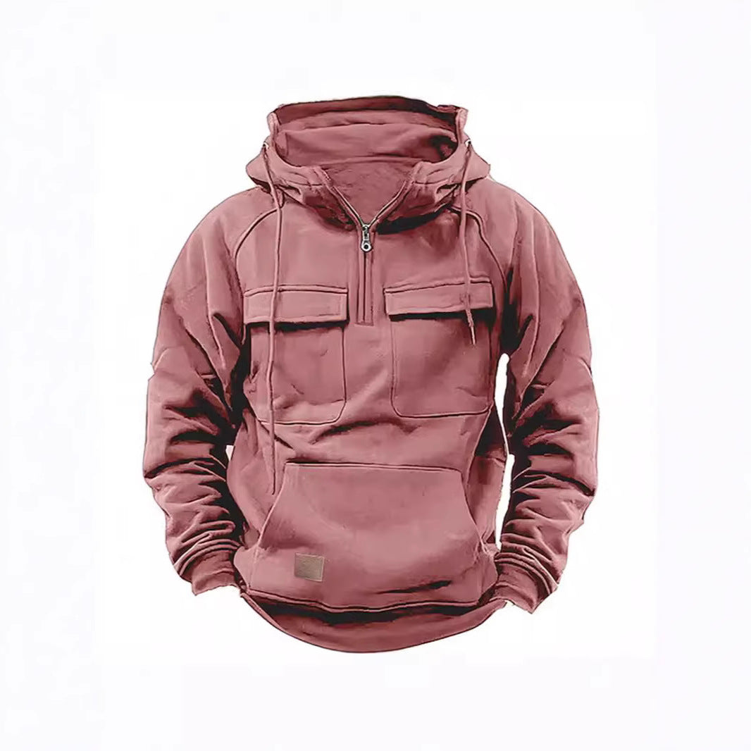 Herren funktionaler Kapuzenpullover mit doppelt aufgesetzten Taschen Aliams