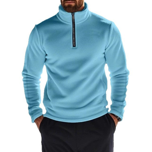 Herren Fleece-Pullover mit halbhohem Kragen und Reißverschluss Aliams
