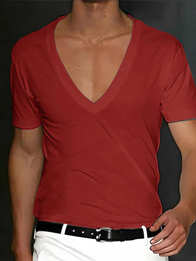 Herren V-Ausschnitt T-Shirt mit figurschmeichelndem Schnitt und hochwertigen Stoffen Aliams