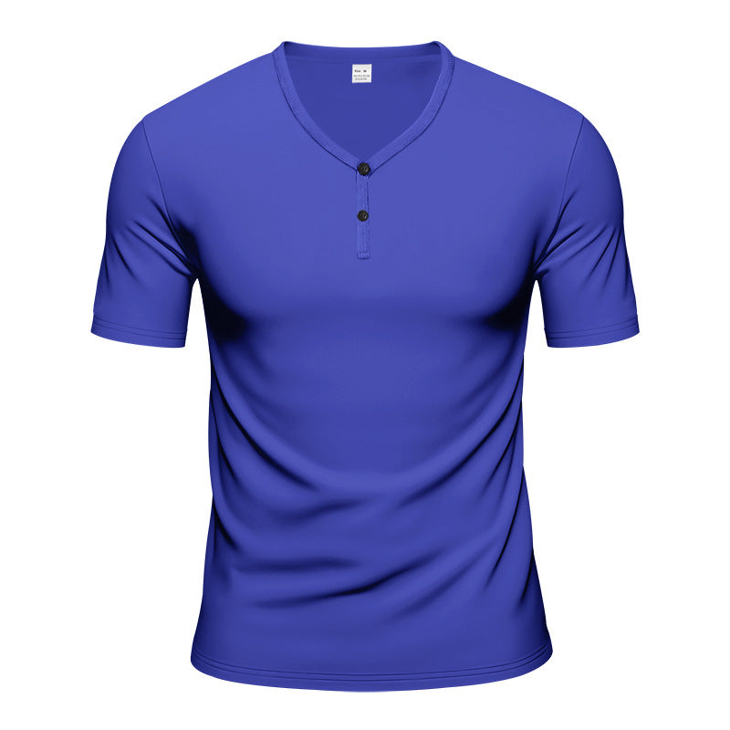 Herren Kurzarm Henley-T-Shirt mit atmungsaktiver Struktur Aliams