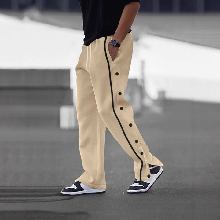 Herren Sportliche Jogginghose mit dekorativen Druckknöpfen und seitlichen Taschen Aliams