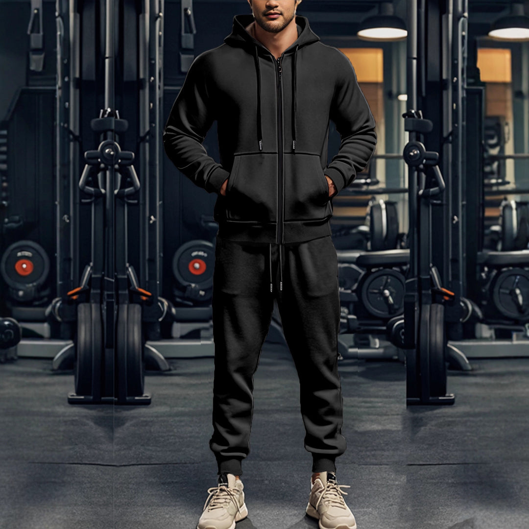 Herren sportliches Hoodie- und Jogginghose-Set mit durchgehendem Reißverschluss und elastischem Bund Aliams
