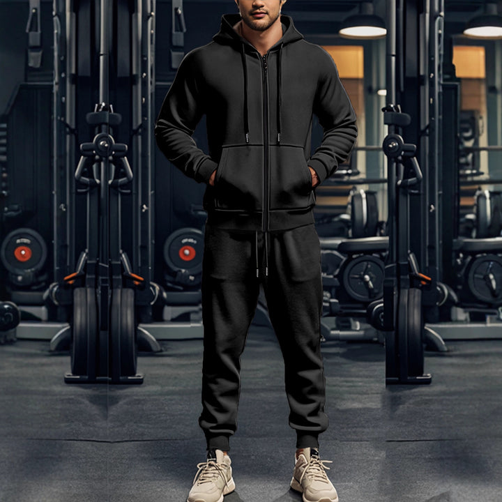 Herren sportliches Hoodie- und Jogginghose-Set mit durchgehendem Reißverschluss und elastischem Bund Aliams