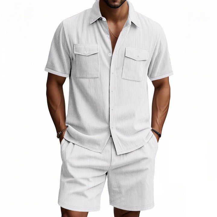 Herren Kurzarm Hemd und Shorts Set Aliams