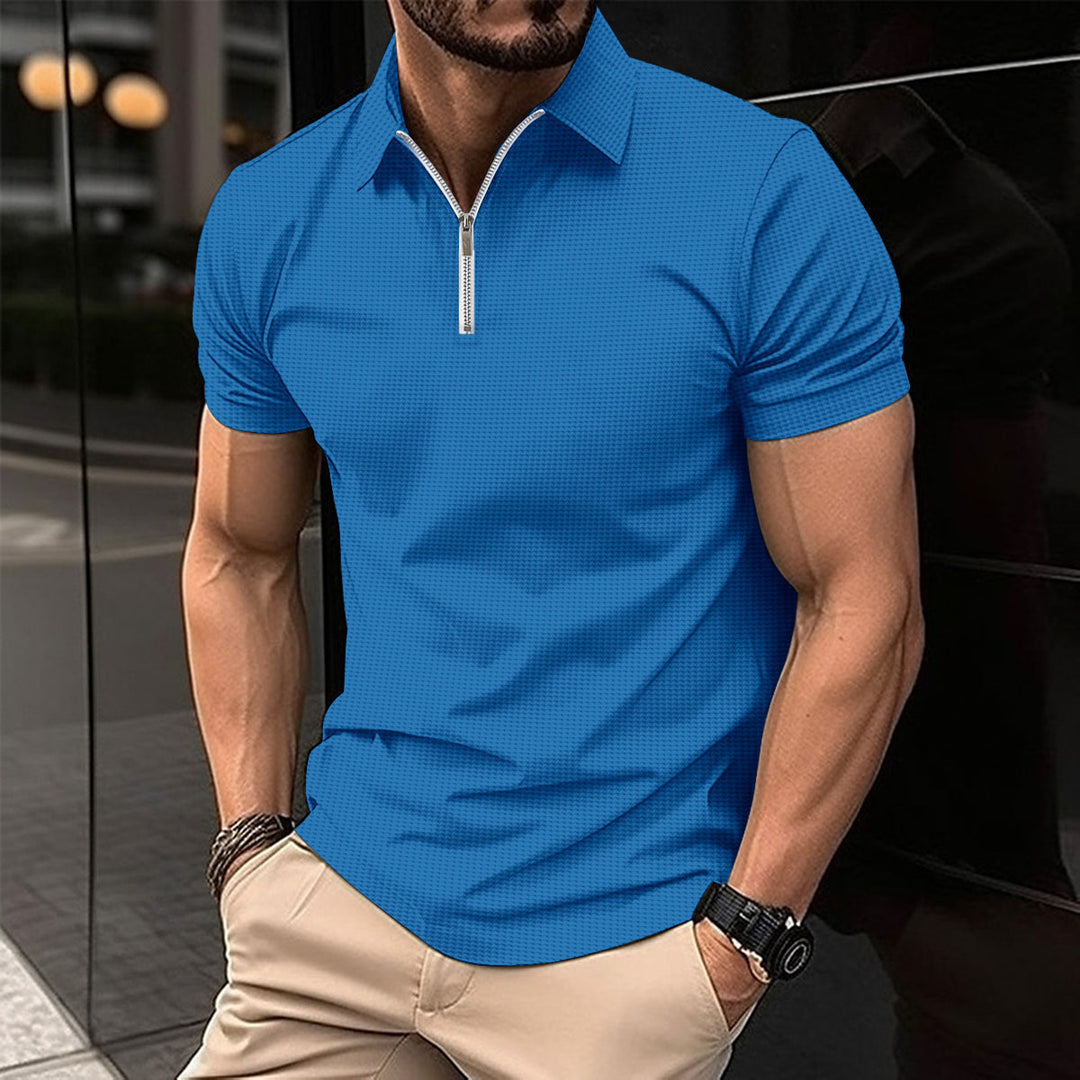 Herren Polohemd mit modernem Reißverschluss und strukturiertem Design Aliams